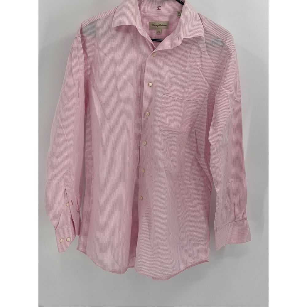 Tommy Bahama Shirt Button Down Long Sleeve Men’s Size 33 15.5 Pink Striped